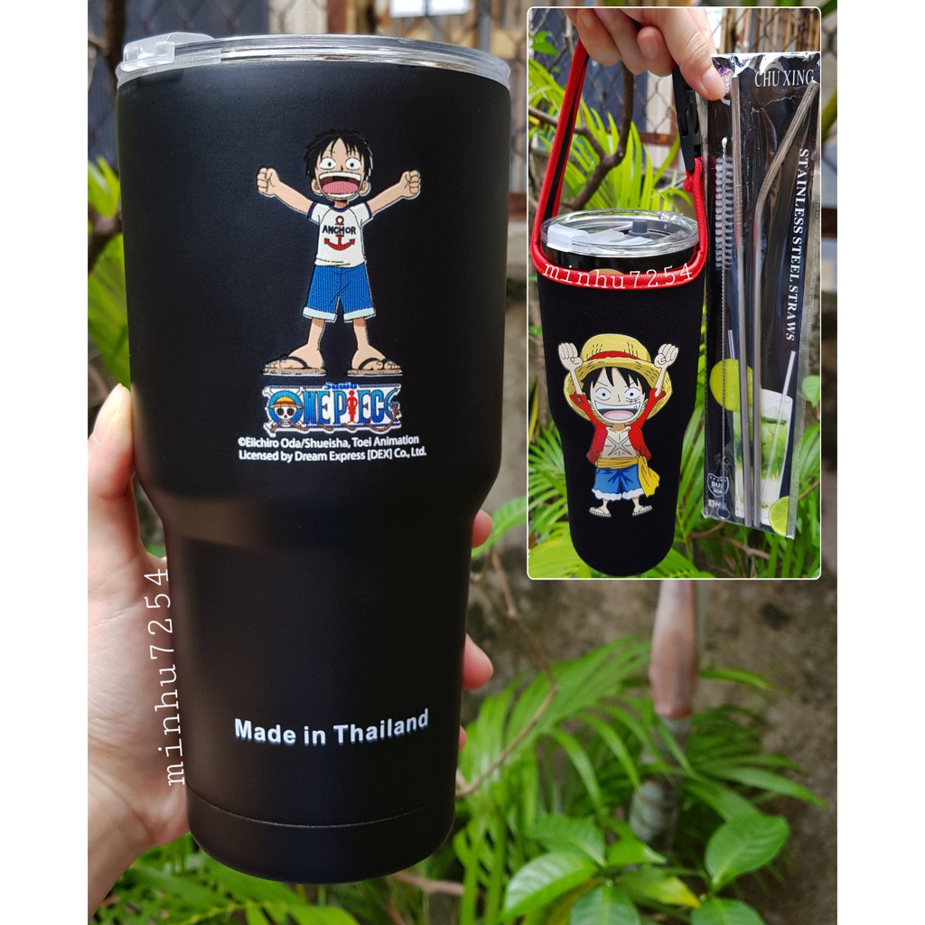 LY GIỮ NHIỆT LUFFY MŨ RƠM_ONE PIECE 900ML