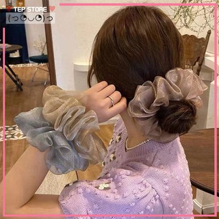 Vòng buộc tóc ruột lớn bằng vải lưới organza màu bóng bẩy - 5000