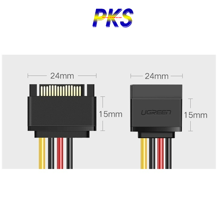 Cáp nguồn SATA 15Pin nối dài Ugreen 50718 dài 20cm chính hãng