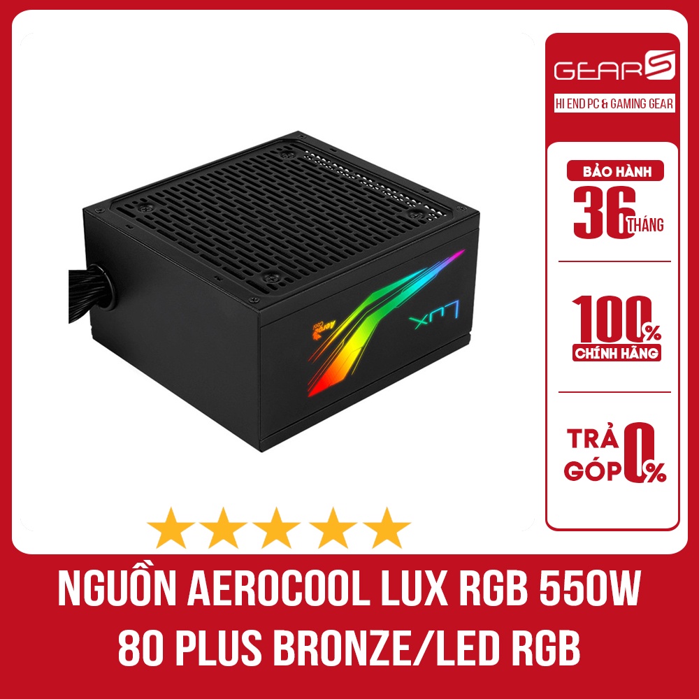 Nguồn AeroCool Lux RGB 550W ( 80 Plus Bronze/Màu Đen/Led RGB Sống Động) - Bảo hành chính hãng 36 Tháng
