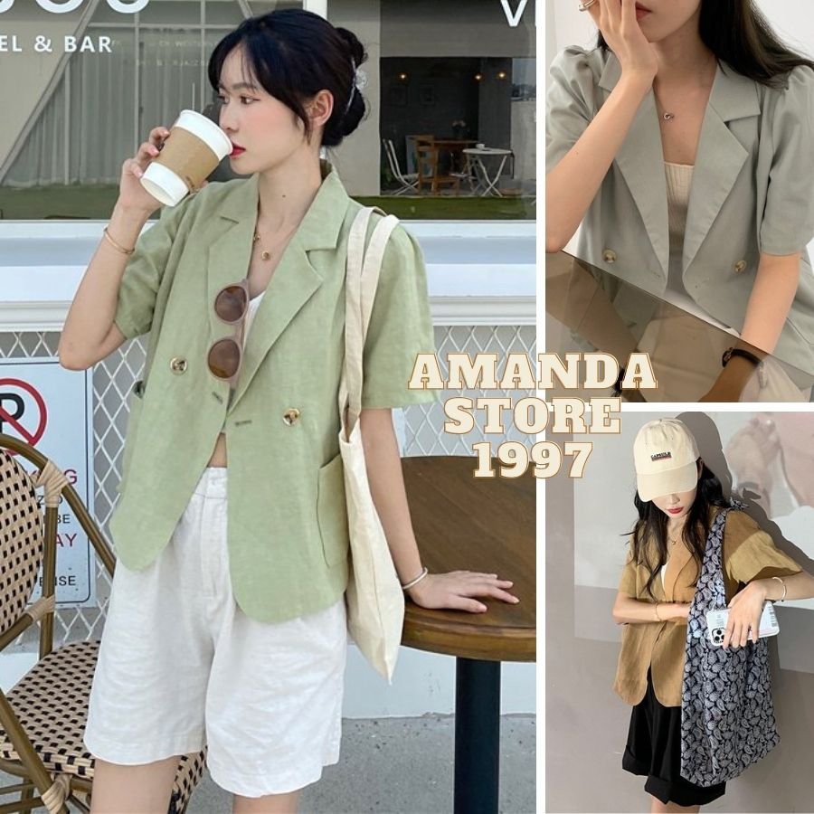 [AMANDA] Blazer tay ngắn thời trang thanh lịch cho nữ. Blazer croptop ngắn tay - có ảnh thật | WebRaoVat - webraovat.net.vn