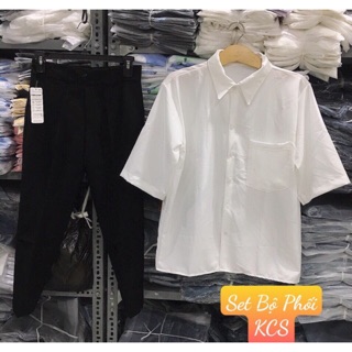 🔺Set Quần Baggy + Sơ Mi 1 Túi Tay Lỡ✨