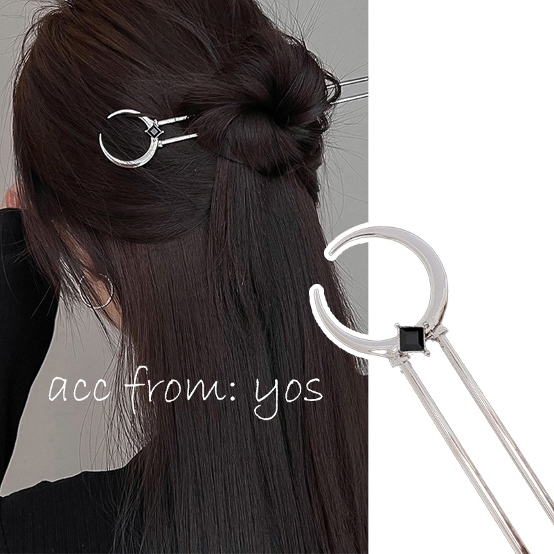 Trâm Cài Tóc Kim Loại Chữ U Họa Tiết Ánh Trăng Sang Trọng Cho Nữ YOS