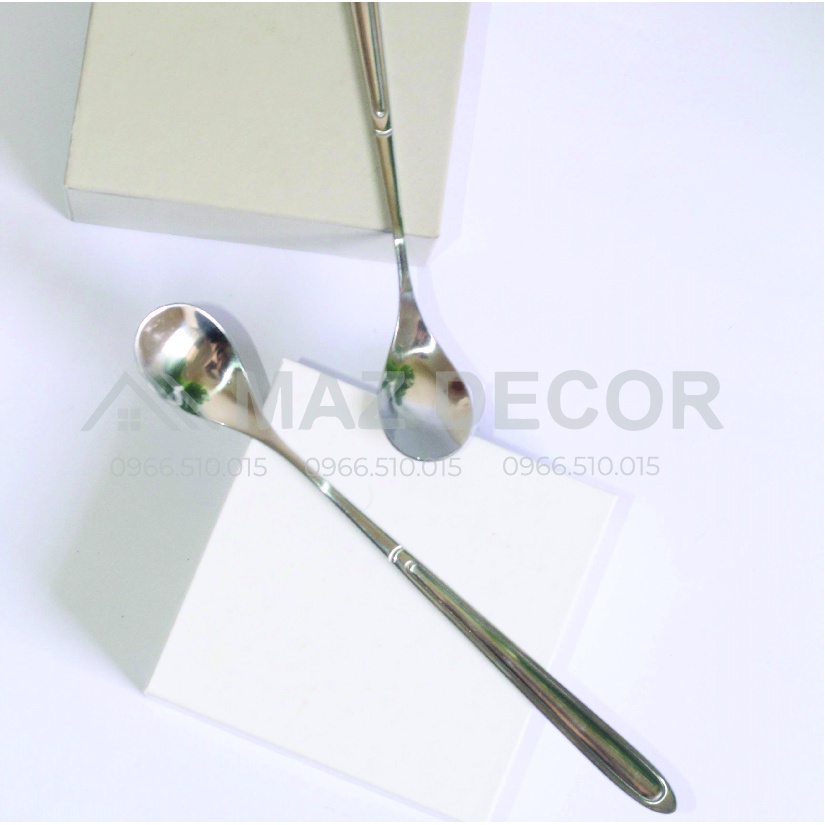 SALE GIÁ SỈ TẠI XƯỞNG Bộ thìa muỗng khuấy pha sinh tố nước ép đá xay 8830 inox cán dài thìa chanh inox 304 sáng bóng đẹp