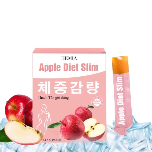 Thạch táo giảm cân Hemia, giảm cân an toàn tại nhà, 1 hộp 10 cái, công nghệ chính hãng Hàn Quốc