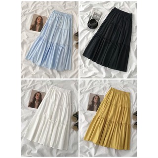 Chân váy dài ba tầng basic