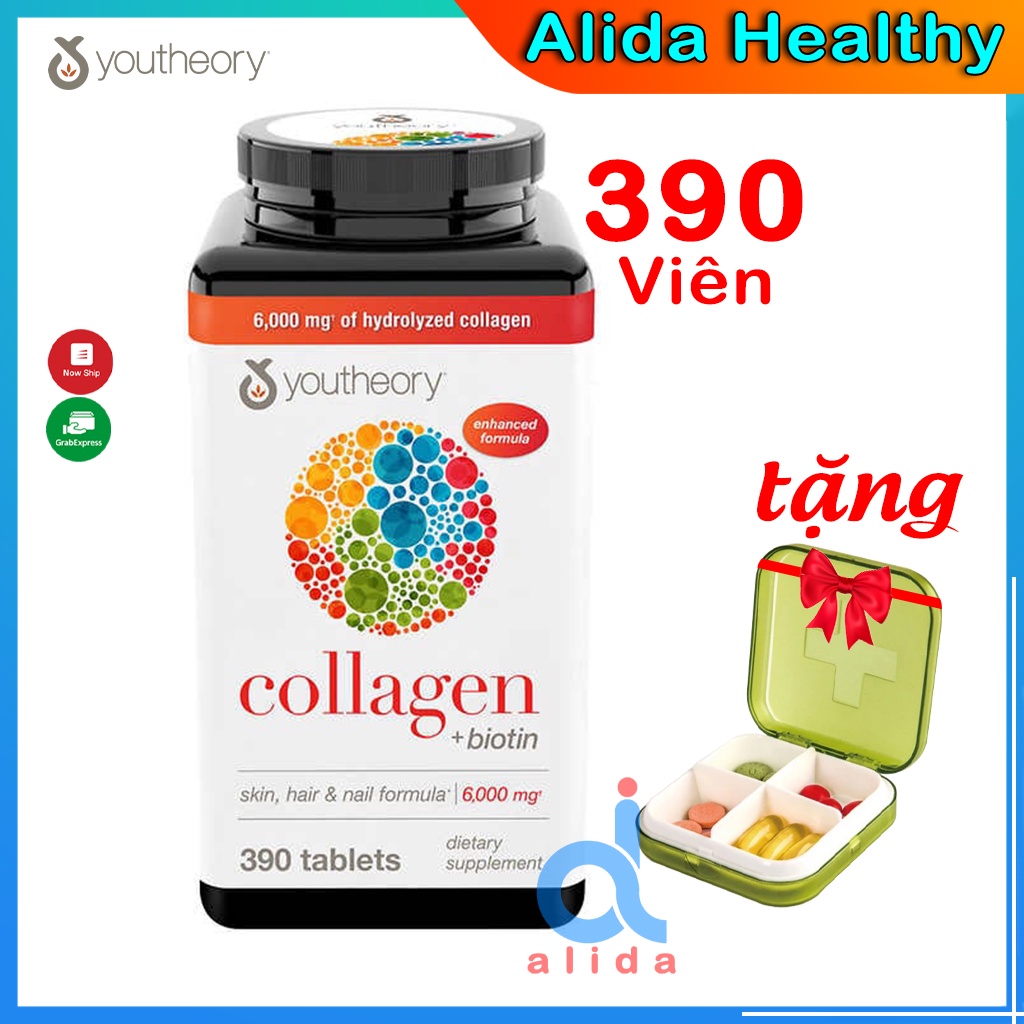 Viên uống Collagen Youtheory 390 viên collagen Advanced Type 1,2&3 - Viên uống đẹp da Colagen Mỹ