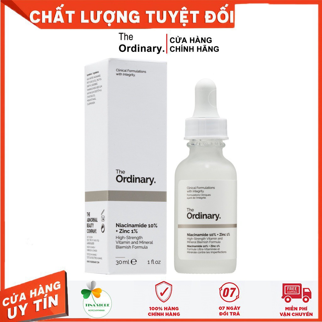 [CHÍNH HÃNG] THE ORDINARY NIACINAMI DE 30ML 10% + ZINC 1% - TINH CHẤT SERUM NGĂN NGỪA MỤN, SÁNG DA, SE KHÍT LỖ CHÂN LÔNG