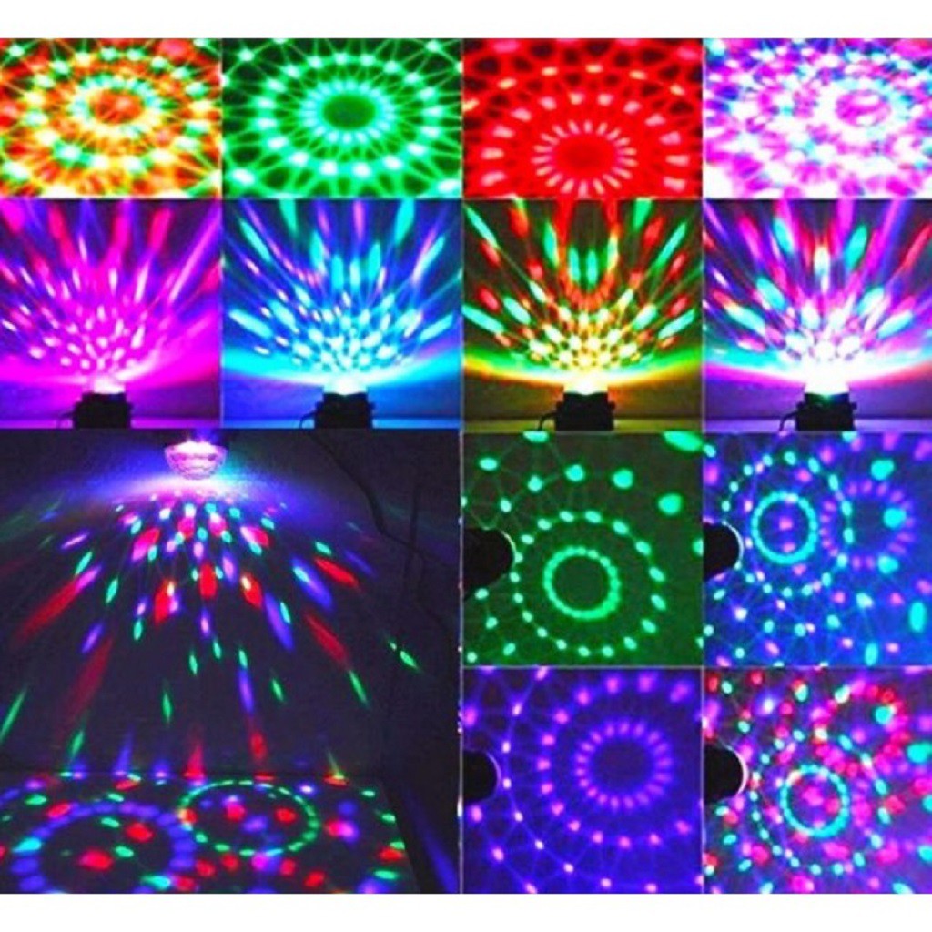 Đèn LED xoay 7 màu vũ trường cảm ứng nhạc có điều khiển từ xa, Đèn led cảm ứng bảy màu