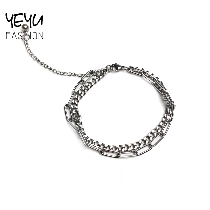  Vòng Tay Thép Titan Hai Lớp Phong Cách Hiphop Cá Tính