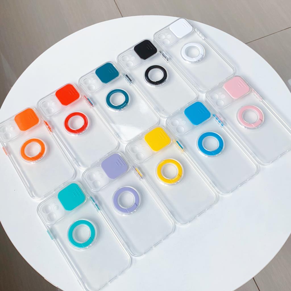 Ốp Điện Thoại Mềm Trong Suốt Kiểu Trượt Bảo Vệ Camera Cho iPhone 11 12 13 14 Pro Max 14 Plus 12 13 Pro Max