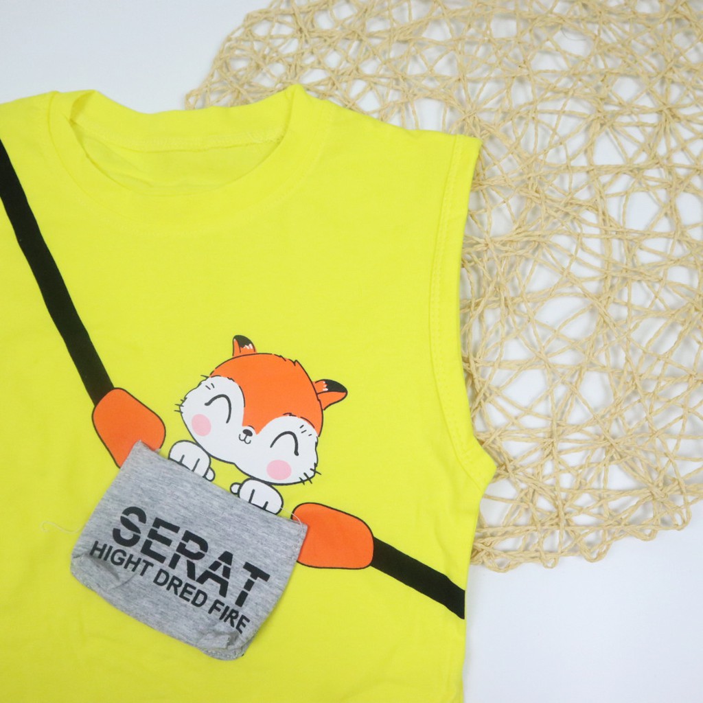 Bộ quần áo ba lỗ sát nách họa tiết sóc Serat đáng yêu cho bé từ 1-5 tuổi