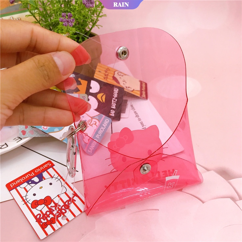 SANRIO Ví Đựng Tiền Xu/Chìa Khóa Mini Bằng PVC Trong Suốt Hình Cinnamoroll My Melody Hello Kitty Dễ Thương