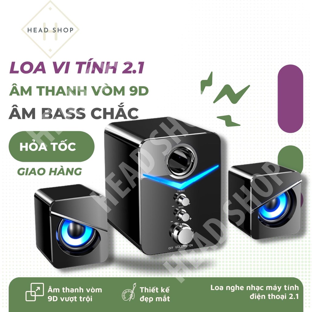 Loa máy vi tính để bàn Super Bass MC D221 cực hay đèn led cao cấp cho laptop PC điện thoại HEADSHOP