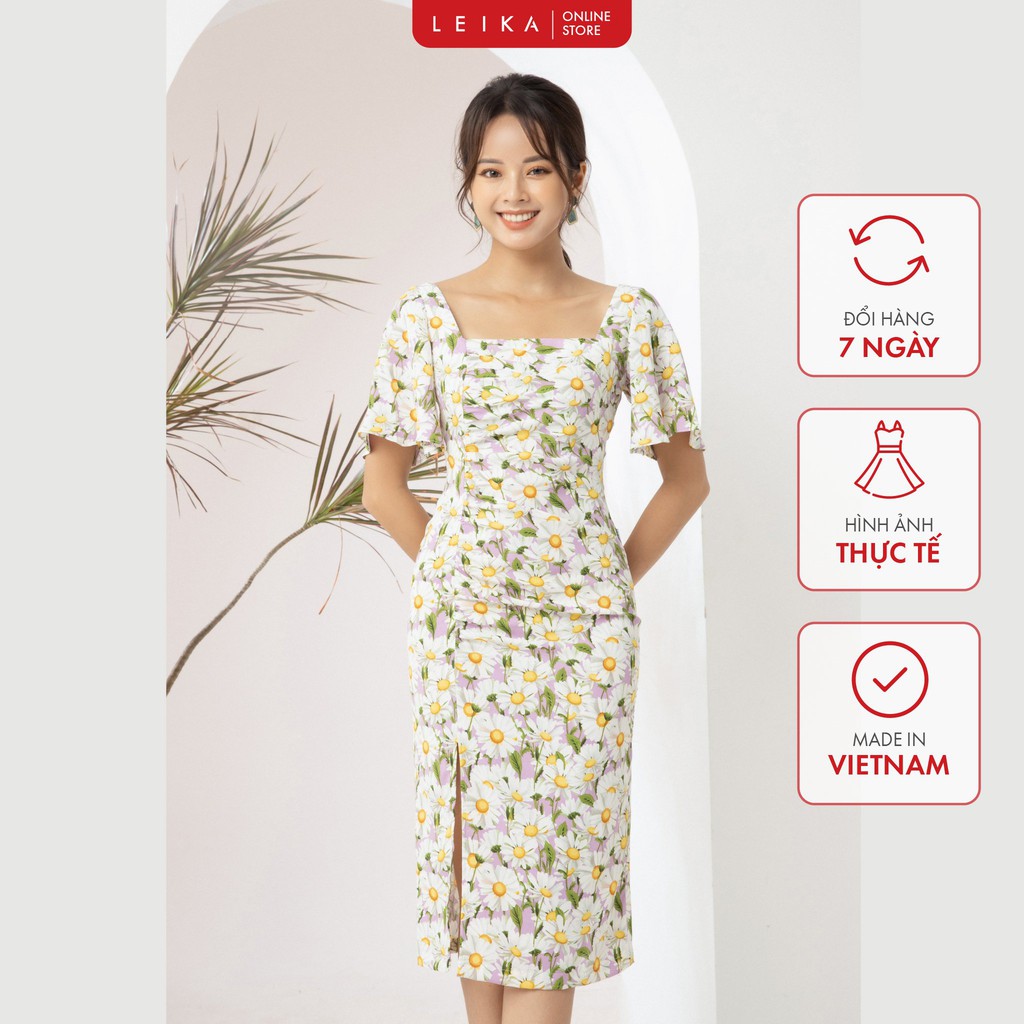 Đầm maxi hoa cổ chéo LEIKA