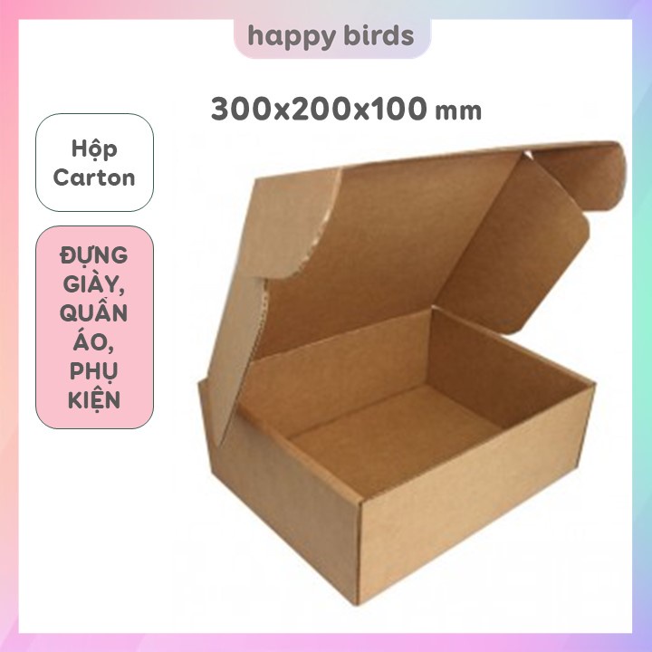 Hộp đựng quà giày dép phụ kiện carton nắp gài 30x20x10cm giấy kraft trơn đựng quà sinh nhật giáng sinh - The Happy Birds