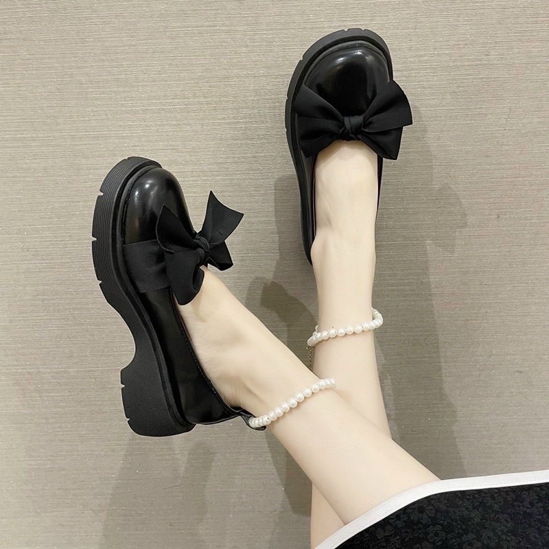 Giày Lolita Mũi Nơ Quai Ngọc ( fom rộng nên lùi size)