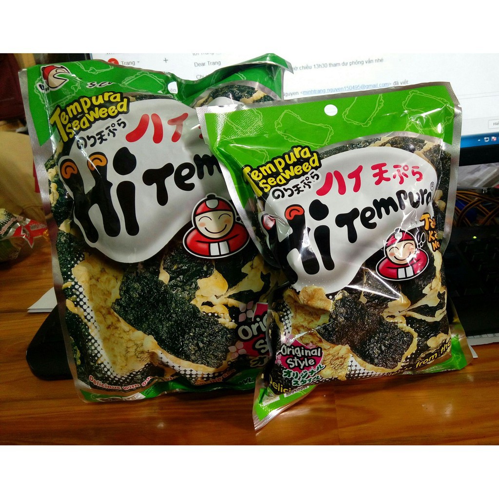 Snack Taokaenoi rong biển ăn liền Hi Tempura vị Truyền thống 25g Thái Lan