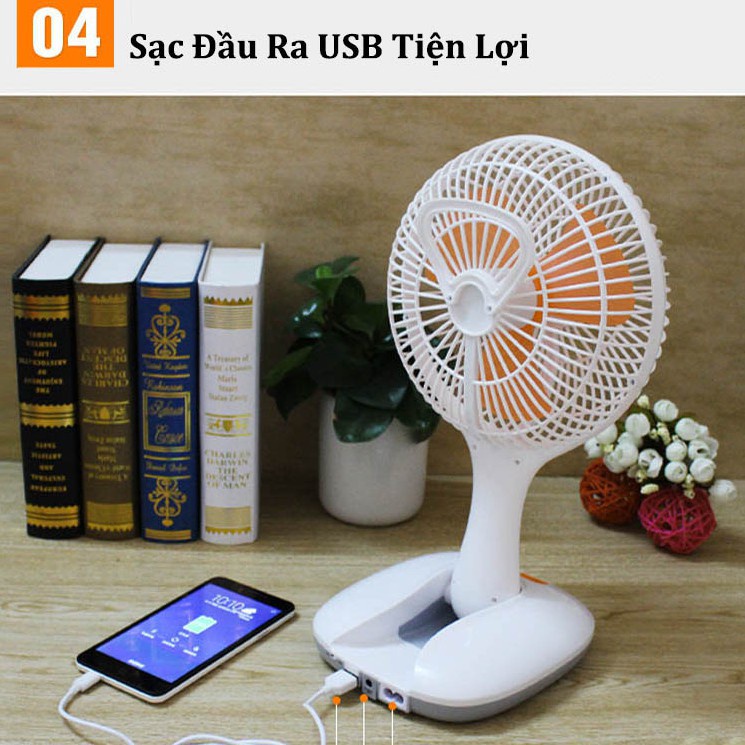 Quạt tích điện Mini ông tây để bàn F0166 sử dụng pin sạc USB tiện dụng