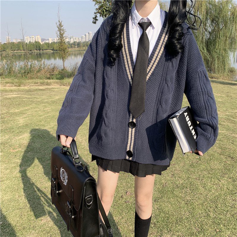 Áo Khoác Cardigan Nữ Hàng Quảng Châu Cao Cấp - Áo Khoác Len Thừng Viền Kép Dày Dặn Form Rộng Phong Cách Hàn Quốc - A119