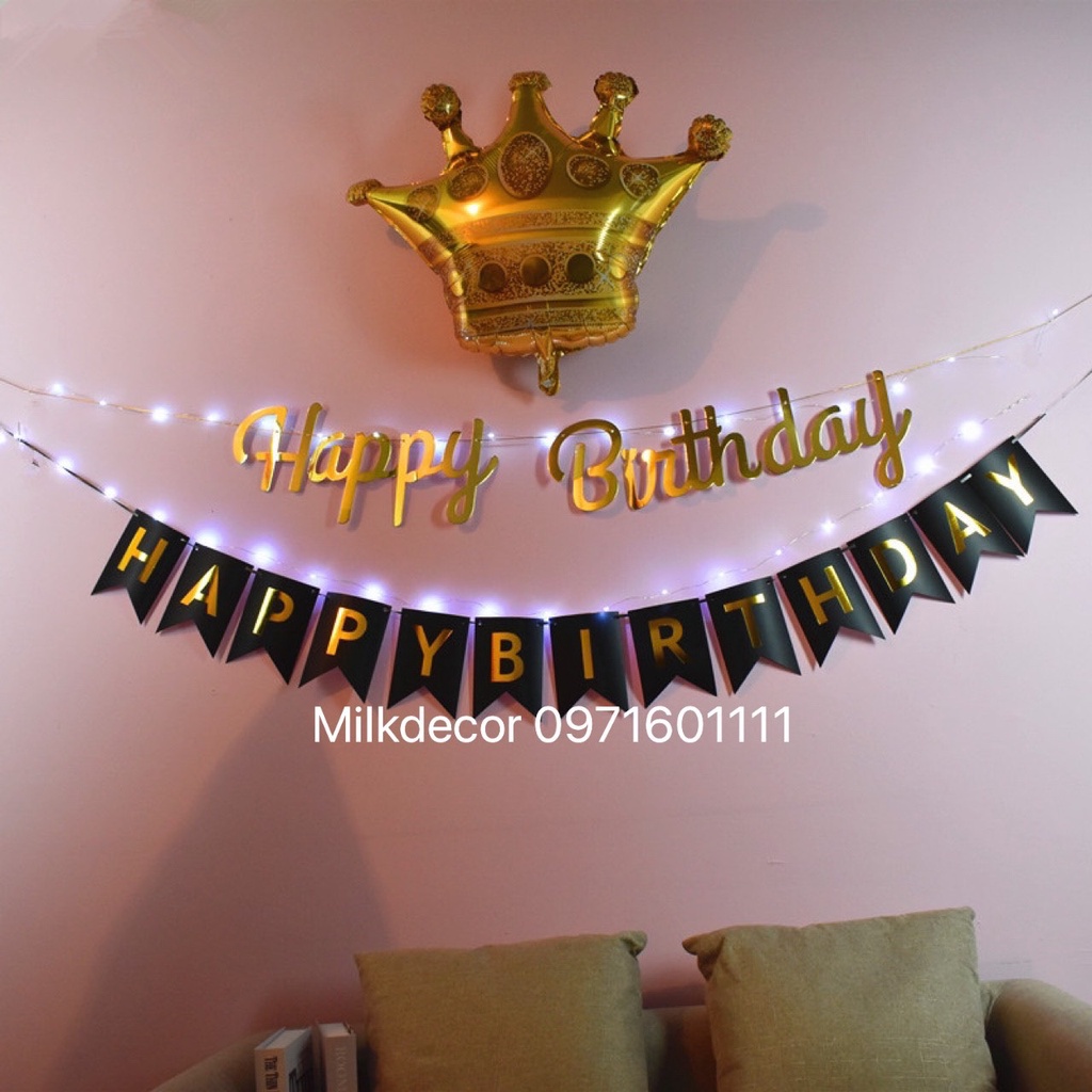 Set bóng bay trang trí sinh nhật bé trai và bé gái [ Siêu đẹp kèm đèn led và bơm tay keo dán]