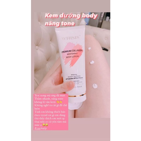 Kem Dưỡng Thể Trắng Da WHISI, Chống Nắng PF 50+ PDA++++, Nâng Tone WHISIS Premium Collagen Whitening Body Lotion (200ml)