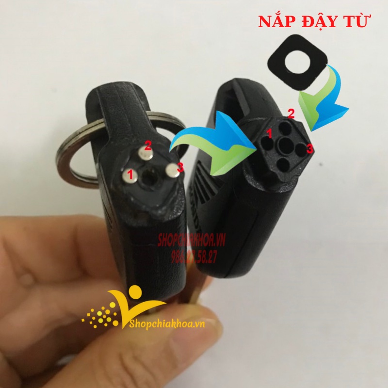 Bộ 3 viên từ và nắp đậy dùng cho chìa khóa từ xe honda, yamaha...