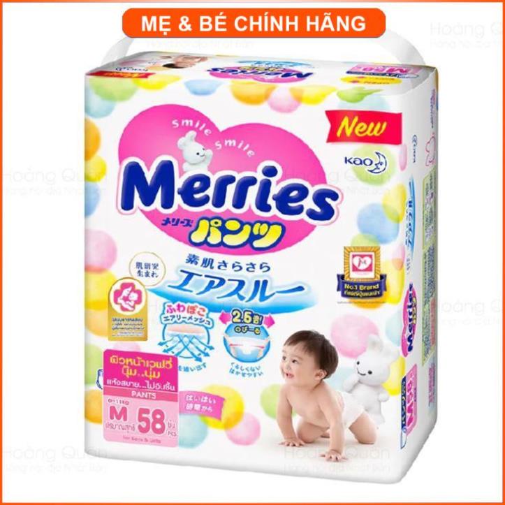 Bỉm / Tã quần Merries size M 58 miếng (cho bé 6-11kg)