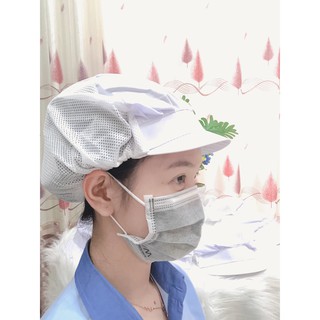 Nón vải lưới màu Trắng, mũ bao tóc lưới y tế, nón lưới bảo hộ trùm tóc công nhân