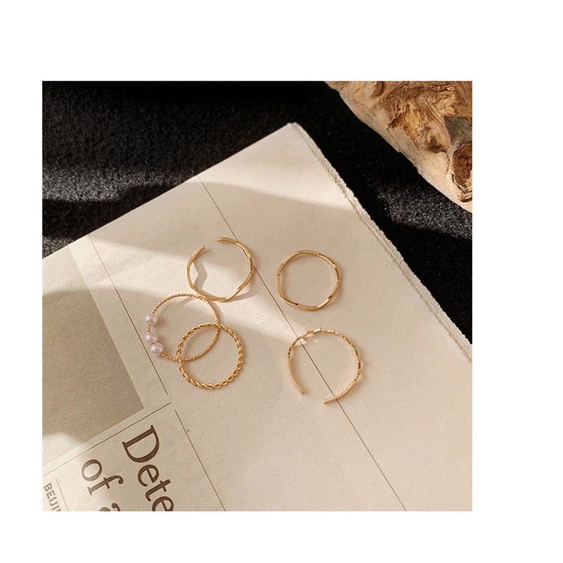 Set 5 Nhẫn Đeo Tay Kim Loại Thời Trang Cho Nữ