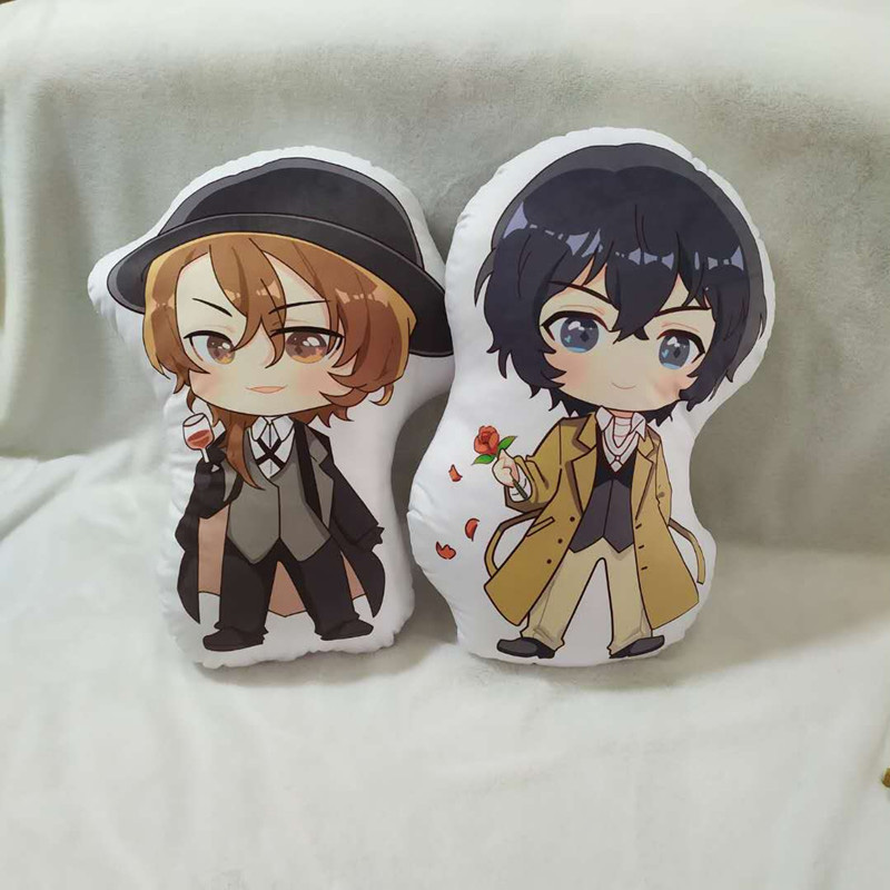 Gối tựa lưng hai mặt nhồi bông hình hoạt hình Bungo Stray Dogs Dazai Atsushi Ranpo Chuuya