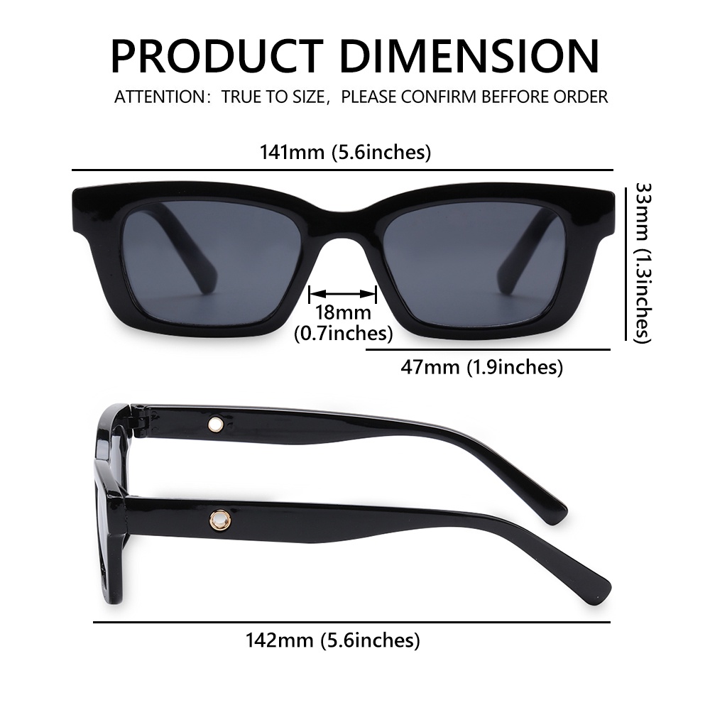 Kính râm gọng chữ nhật chống tia uv400 thời trang cho nữ