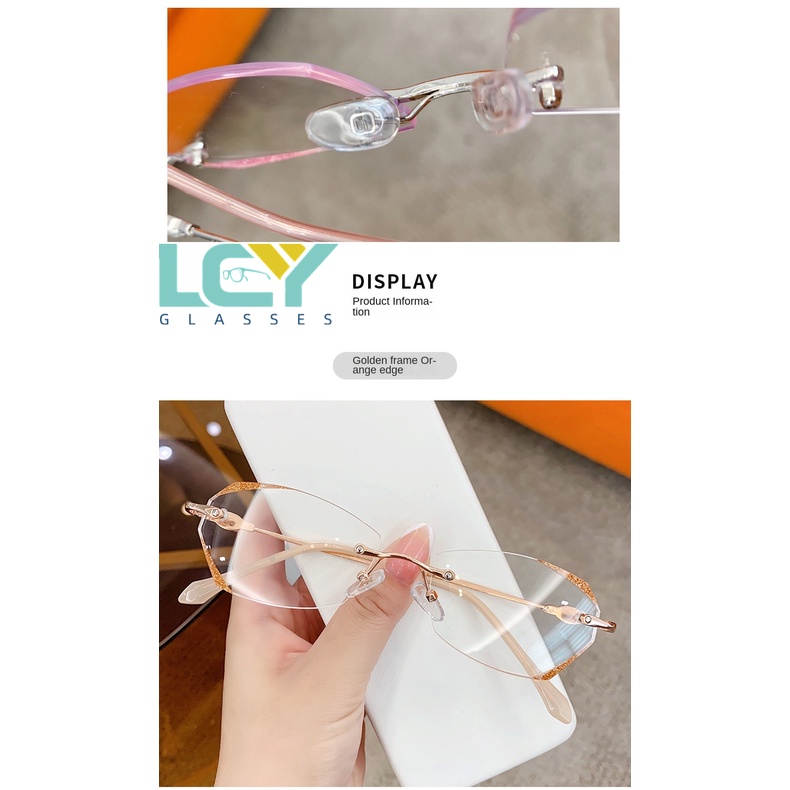 LCYY mới không gọng kính chống ánh sáng xanh không thường xuyên Kính không gọng long lanh-0 ° -5.0 ° (tại chỗ) 7374