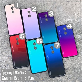 Ốp lưng Xiaomi Redmi 5 Plus gương cứng 2 màu Ver 2 , viền TPU dẻo đen