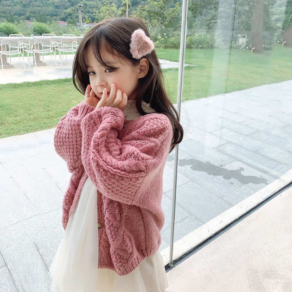 Áo khoác cardigan dệt kim thời trang mùa thu kiểu dáng dễ thương cho bé gái