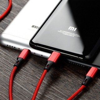Cáp Sạc 3 Đầu Type C,,Micro USB Siêu Bền