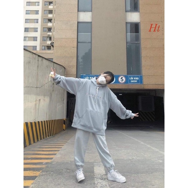 Bộ nỉ xám chữ ngực HT12