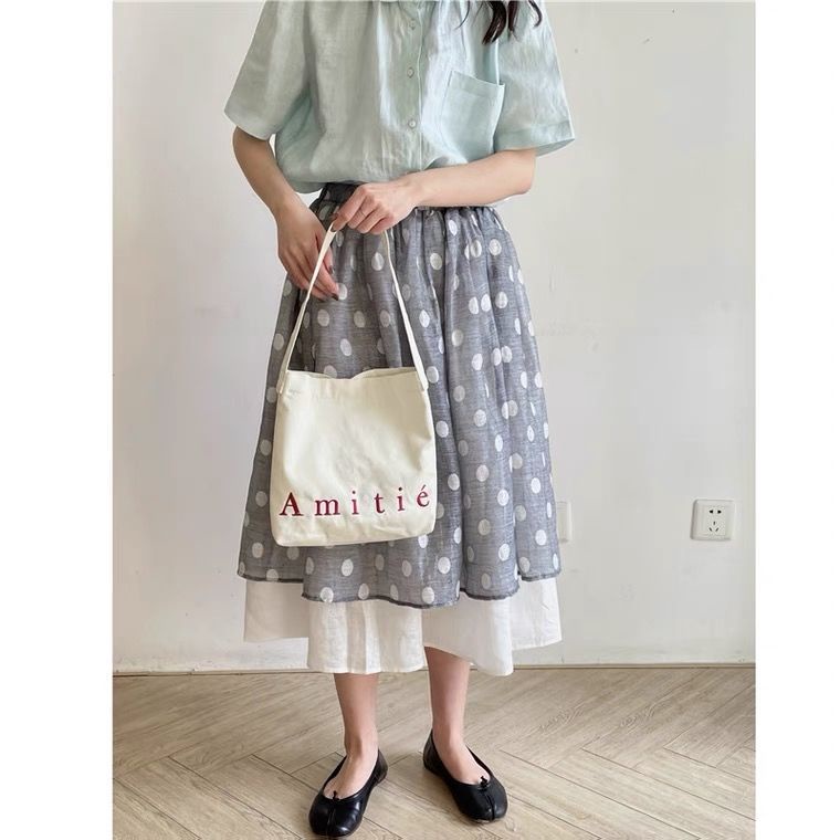 Túi xách vải canvas màu sắc đơn giản thời trang phong cách Pháp cho nữ