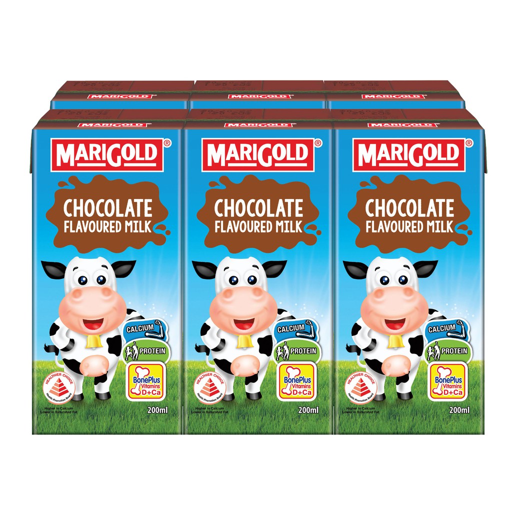 Combo 3 hộp sữa Marigold vị socola có đường hộp 200ml