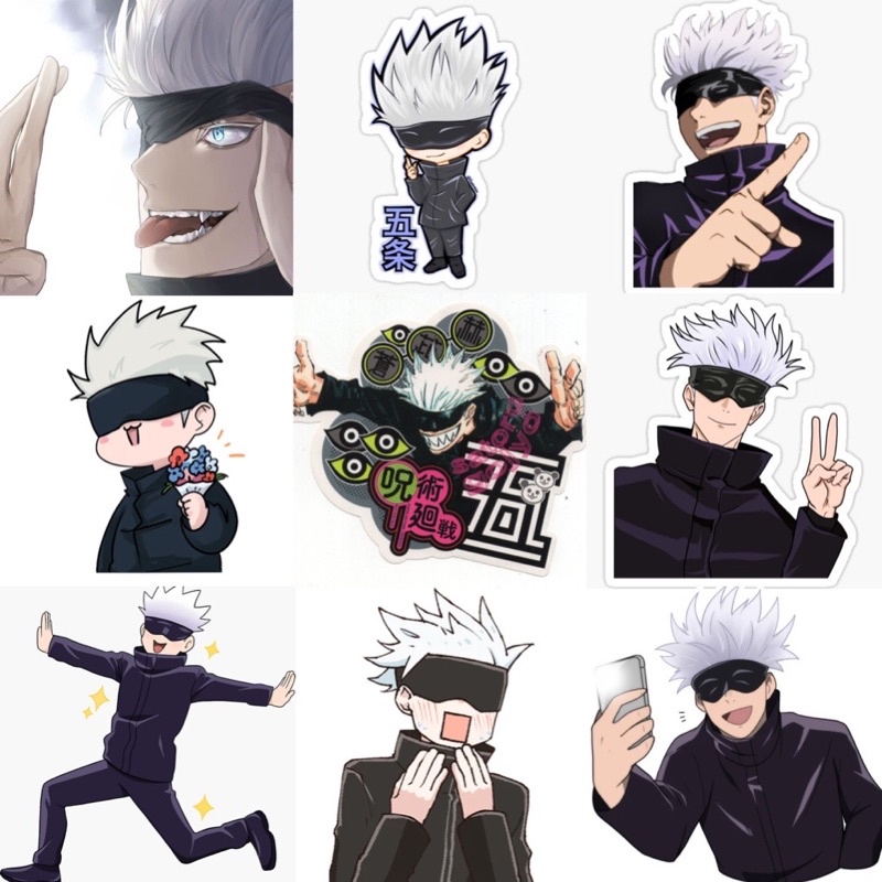 ảnh Sticker Satoru JuJutsu Kaisen 31-62 ảnh khác nhau ép lụa /hình dán satoru gojo