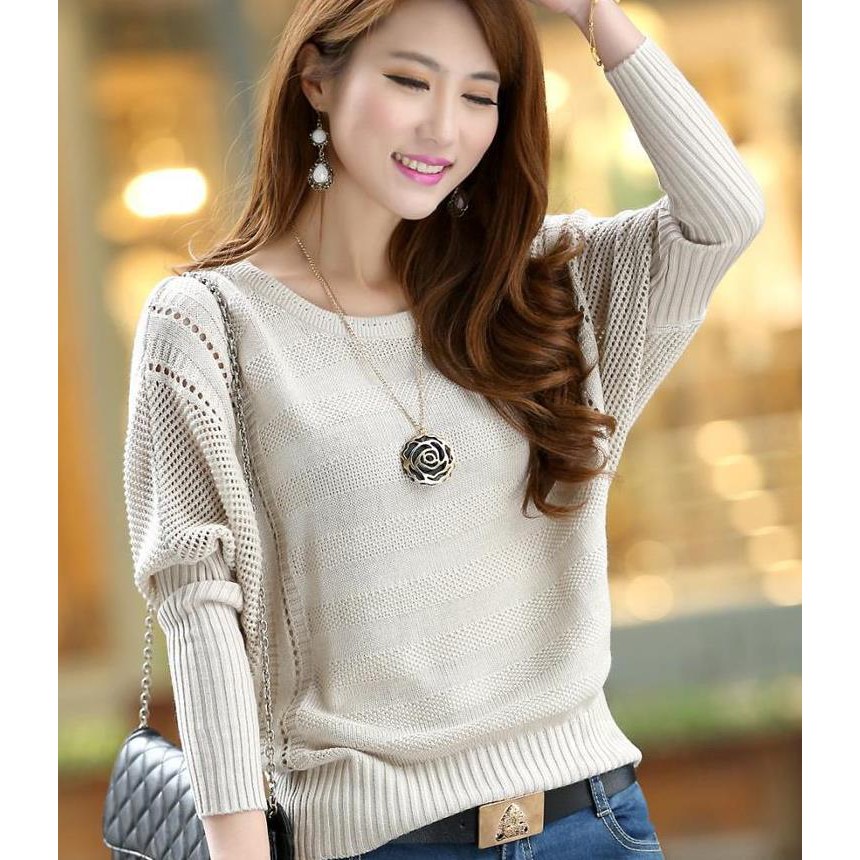 Áo len nữ tay cánh rơi freesize ale36