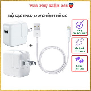 Bộ Sạc 12w iPad 1/2/3/4/5/Pro/Air/Mini, Bộ Sạc Nhanh iPhone CHÍNH HÃNG Cổng USB - Hàng ZIN BÓC MÁY, Bảo Hành 12 Tháng