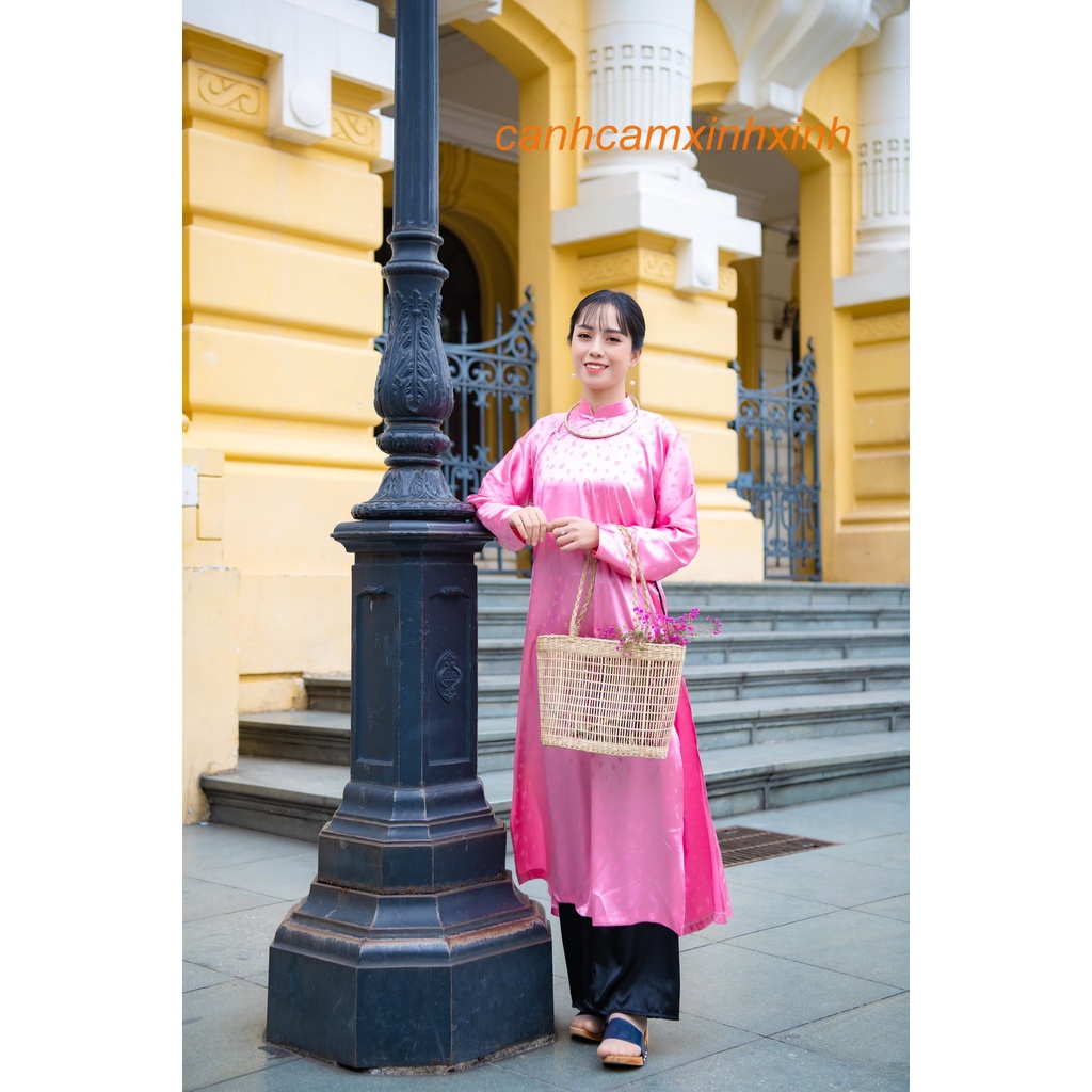 Áo dài dáng xưa chất gấm tơ cao cấp