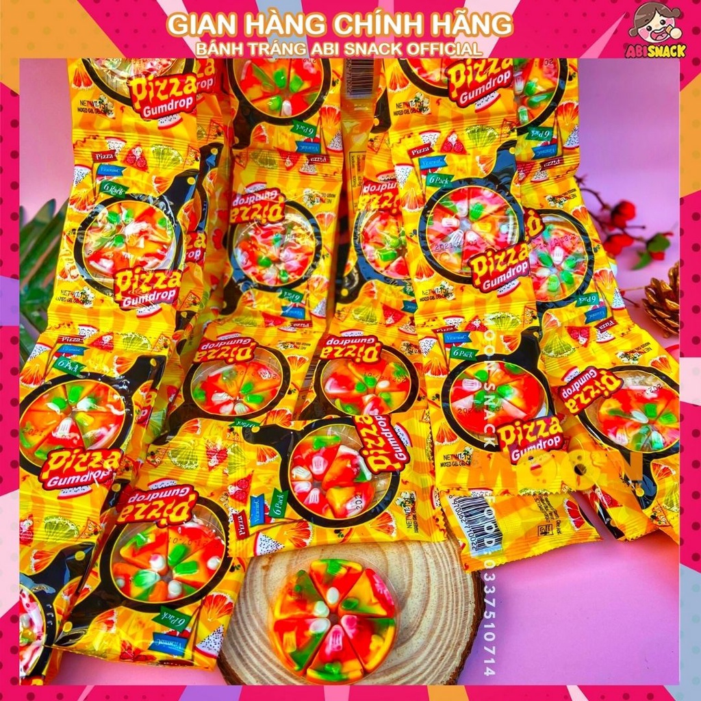 Set 1 dây gồm 10 gói kẹo dẻo hình bánh Pizza Gumdrop Candy 150g