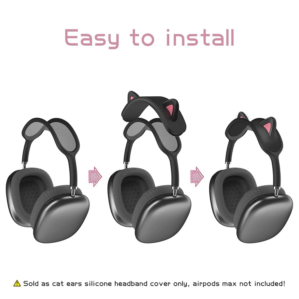 Vỏ silicon hình tai mèo mềm mại thích hợp cho tai nghe Apple AirPods Max