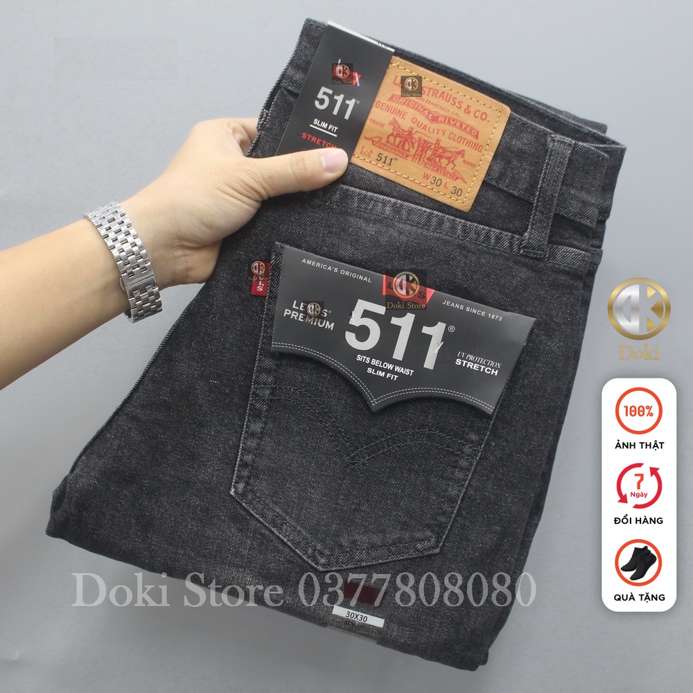 Quần Jean Nam Cao Cấp Xám Tiêu Đậm DK-06, quần bò nam dáng ôm nhẹ, ống 17-18, Chất vải co giãn - DOKI