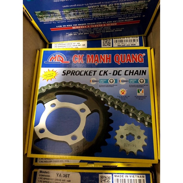 Bộ nhông xích Mạnh Quang cho xe Honda Wave RS, S, RSX, anpha sau 2008, Future125...