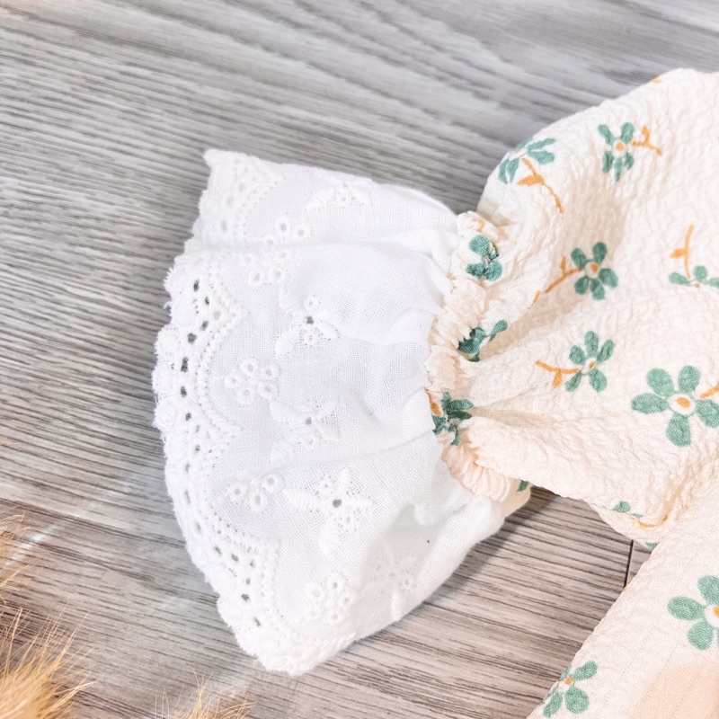 Váy Babydoll bé gái hoạ tiết hoa nhí phối zen