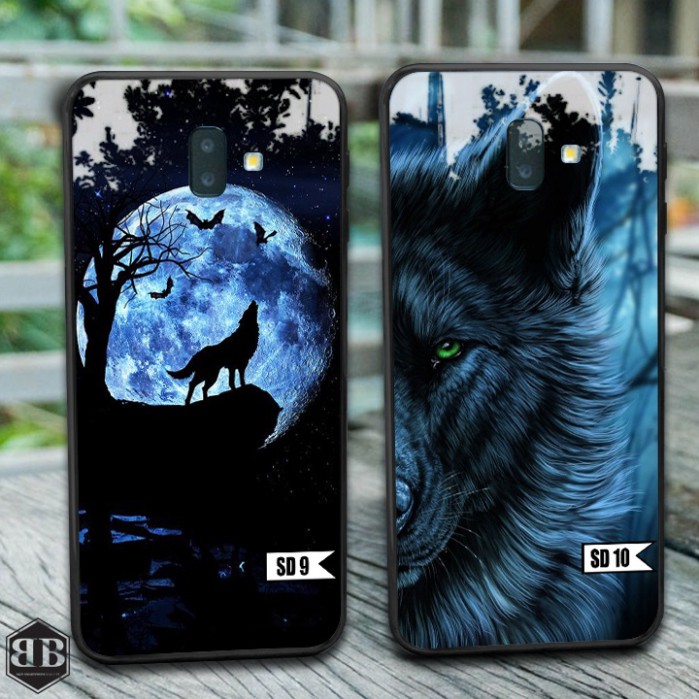 Ốp lưng kính cường lực Samsung Galaxy J6 Plus  sói đêm hoang dã