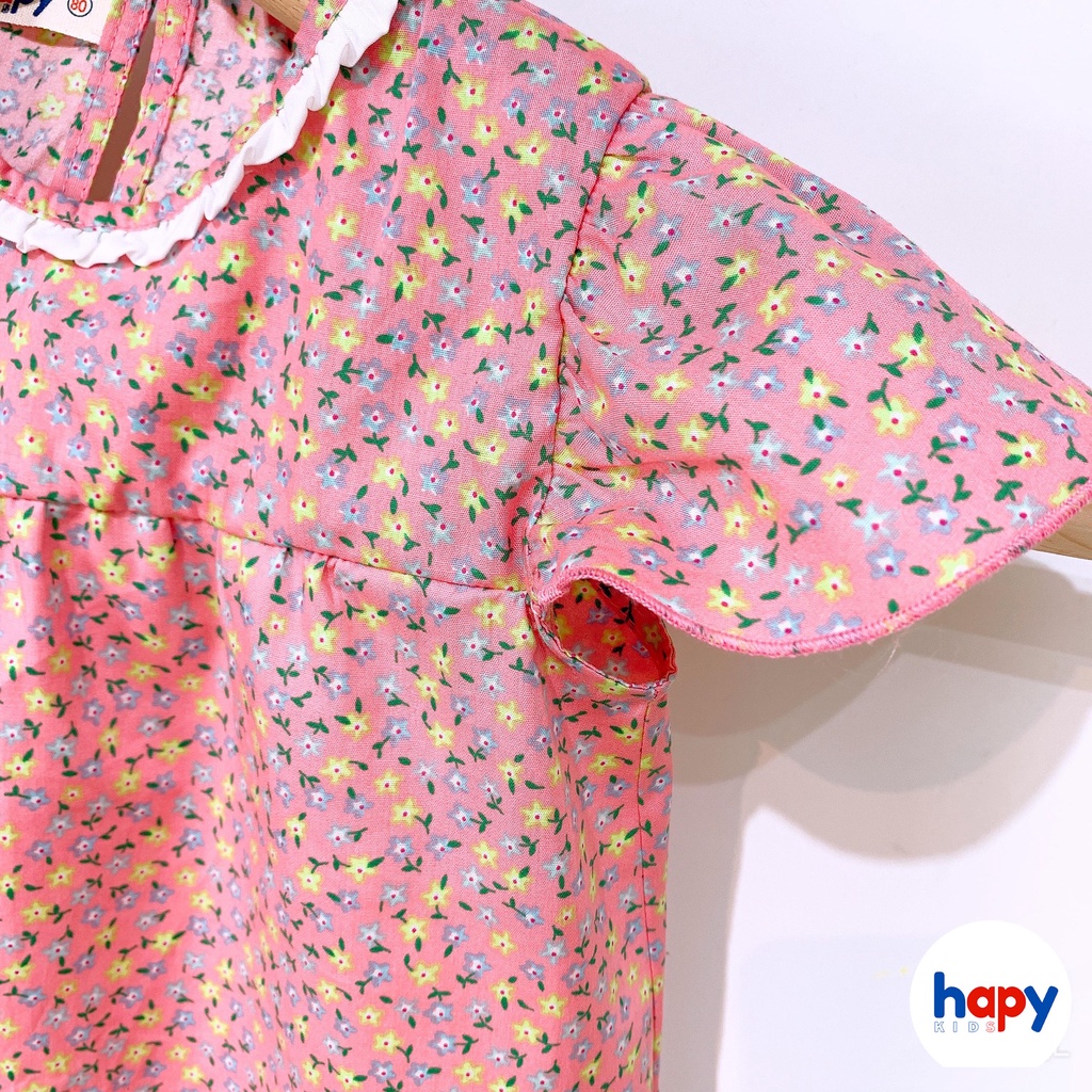 Bộ bé gái Hapykids vải hoa chất thô mát, cho bé gái từ 0-5 tuổi (B22.07)